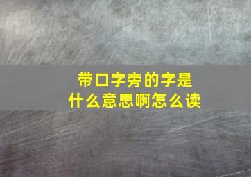 带口字旁的字是什么意思啊怎么读