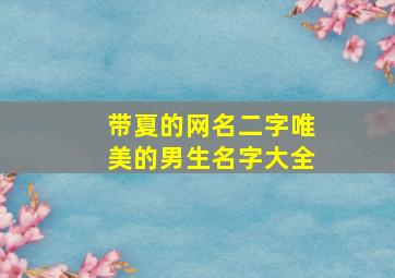 带夏的网名二字唯美的男生名字大全