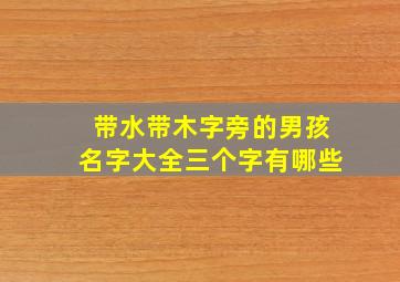 带水带木字旁的男孩名字大全三个字有哪些