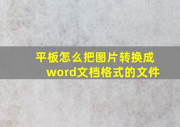 平板怎么把图片转换成word文档格式的文件