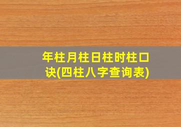 年柱月柱日柱时柱口诀(四柱八字查询表)