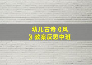 幼儿古诗《风》教案反思中班