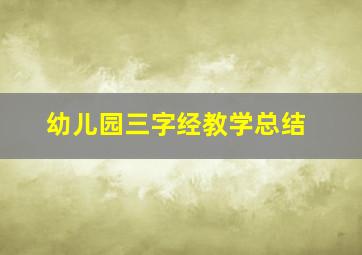 幼儿园三字经教学总结