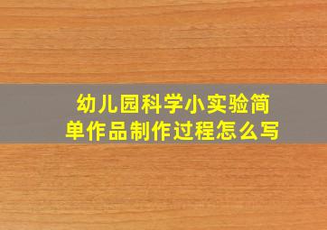 幼儿园科学小实验简单作品制作过程怎么写