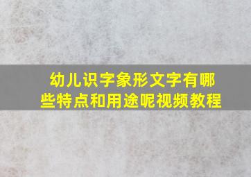 幼儿识字象形文字有哪些特点和用途呢视频教程