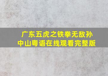 广东五虎之铁拳无敌孙中山粤语在线观看完整版