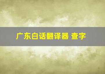 广东白话翻译器 查字