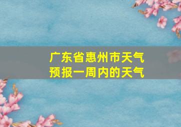 广东省惠州市天气预报一周内的天气