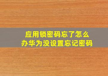 应用锁密码忘了怎么办华为没设置忘记密码