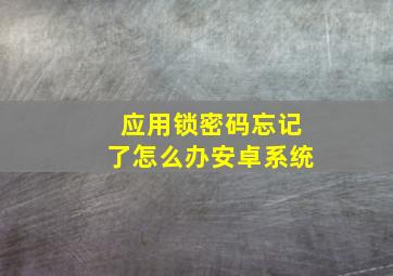 应用锁密码忘记了怎么办安卓系统