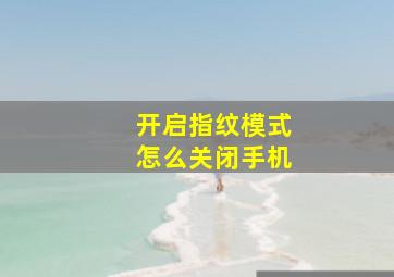 开启指纹模式怎么关闭手机