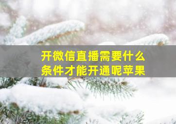 开微信直播需要什么条件才能开通呢苹果