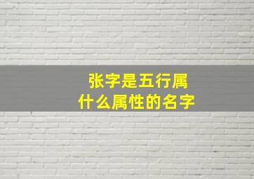 张字是五行属什么属性的名字