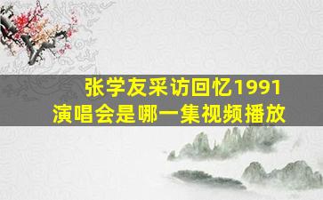 张学友采访回忆1991演唱会是哪一集视频播放