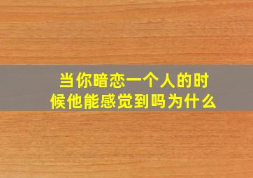 当你暗恋一个人的时候他能感觉到吗为什么