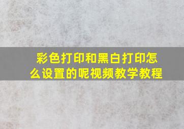 彩色打印和黑白打印怎么设置的呢视频教学教程