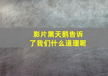 影片黑天鹅告诉了我们什么道理呢