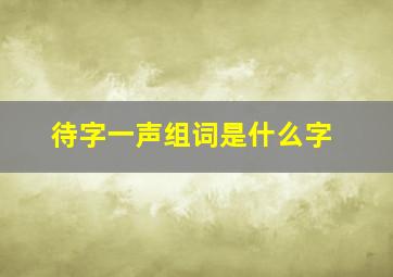 待字一声组词是什么字