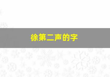 徐第二声的字