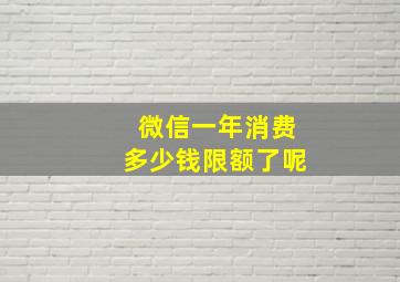 微信一年消费多少钱限额了呢