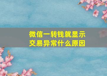 微信一转钱就显示交易异常什么原因