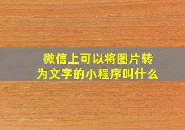 微信上可以将图片转为文字的小程序叫什么