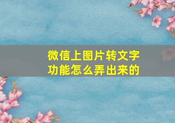 微信上图片转文字功能怎么弄出来的