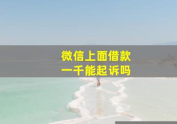 微信上面借款一千能起诉吗