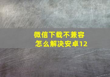 微信下载不兼容怎么解决安卓12