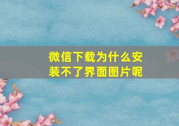 微信下载为什么安装不了界面图片呢