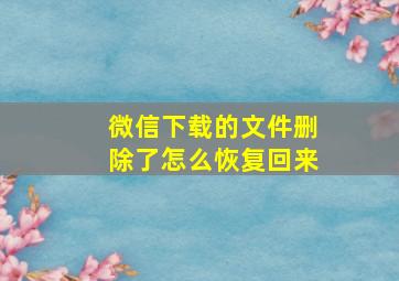 微信下载的文件删除了怎么恢复回来