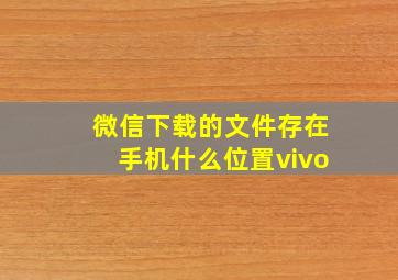 微信下载的文件存在手机什么位置vivo