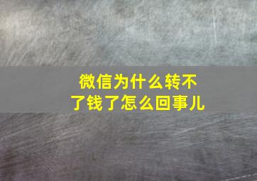 微信为什么转不了钱了怎么回事儿