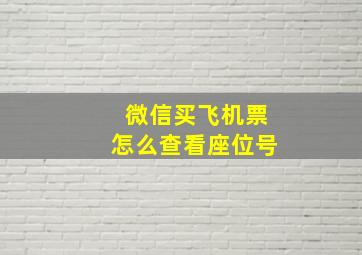 微信买飞机票怎么查看座位号