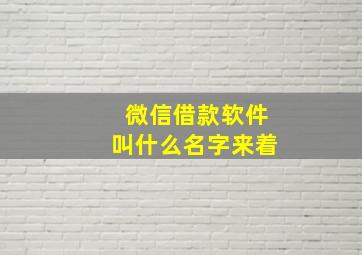 微信借款软件叫什么名字来着