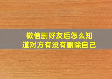 微信删好友后怎么知道对方有没有删除自己