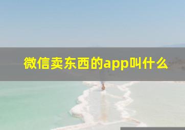 微信卖东西的app叫什么