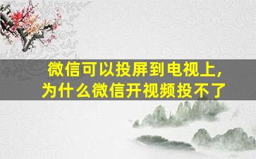 微信可以投屏到电视上,为什么微信开视频投不了