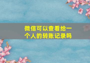 微信可以查看给一个人的转账记录吗