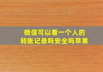 微信可以看一个人的转账记录吗安全吗苹果