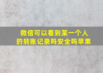 微信可以看到某一个人的转账记录吗安全吗苹果