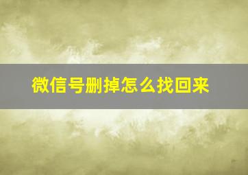 微信号删掉怎么找回来