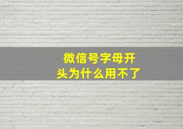 微信号字母开头为什么用不了