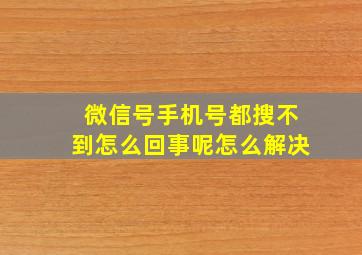 微信号手机号都搜不到怎么回事呢怎么解决