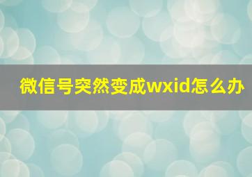 微信号突然变成wxid怎么办