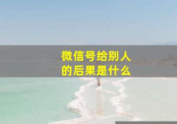 微信号给别人的后果是什么