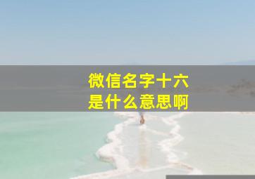 微信名字十六是什么意思啊