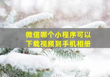 微信哪个小程序可以下载视频到手机相册