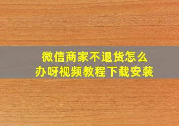 微信商家不退货怎么办呀视频教程下载安装