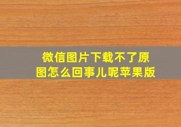 微信图片下载不了原图怎么回事儿呢苹果版